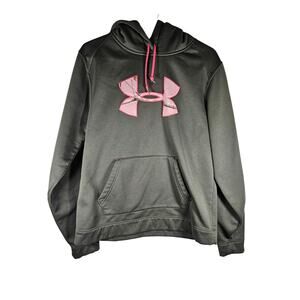 Under Armour‎ Women's Hoodie Sweatshirt Army Green Pink Logo Stitching Large